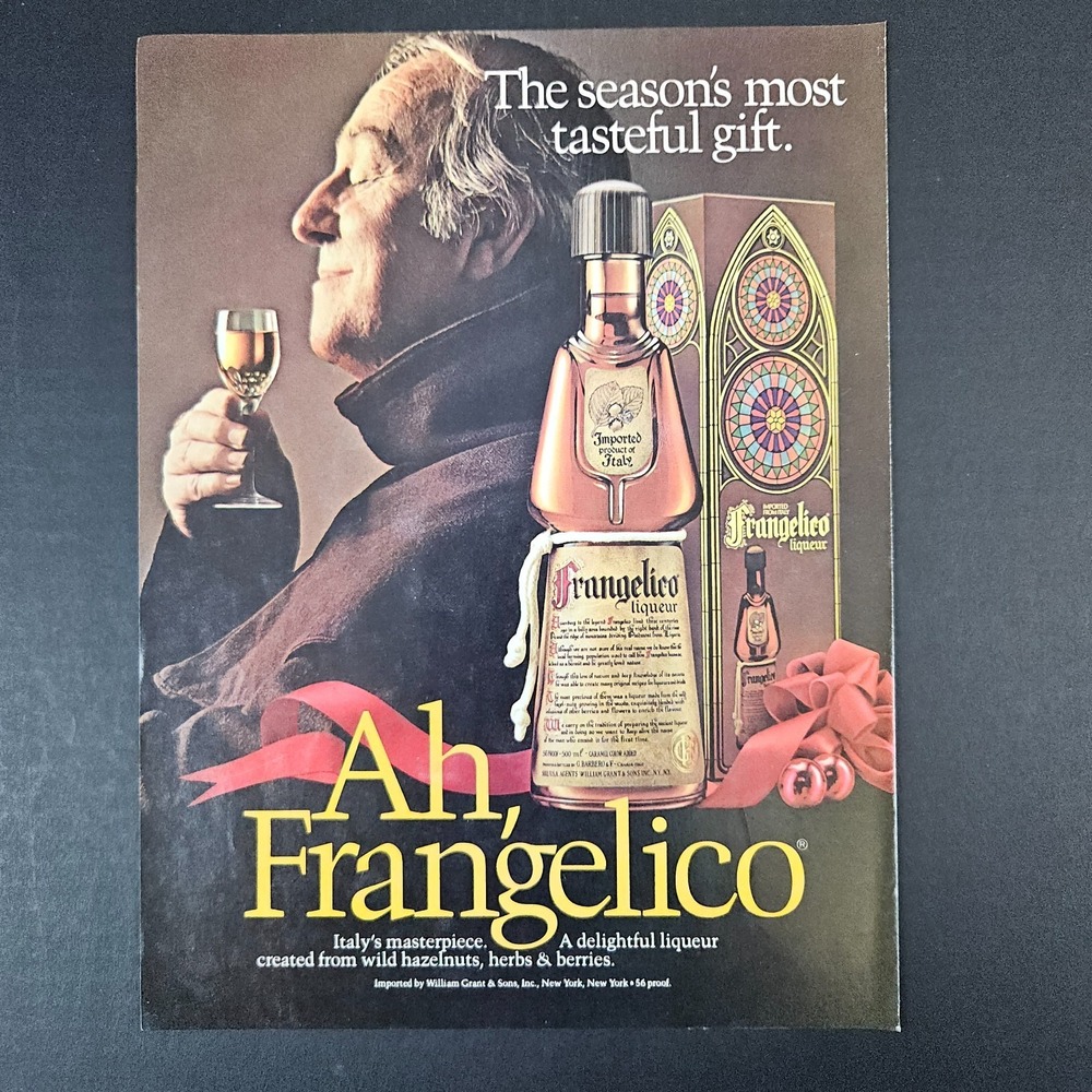 1983 Frangelico Liqueur William Grant & Sons Importer Vintage Print Ad Friar Bar